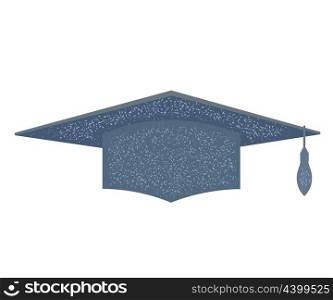 Abstract Education Cap with retro texture on White Background. Graduation student hat. &#xA;Stock vector illustration