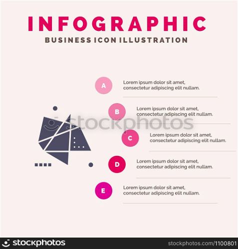Abstract, Effects, Graphics, Motion, Special Solid Icon Infographics 5 Steps Presentation Background