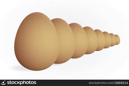 Abstract eggs in row isolated on white vector illustration.