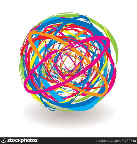 Abstract elastic band icon ball with bright colored elements
