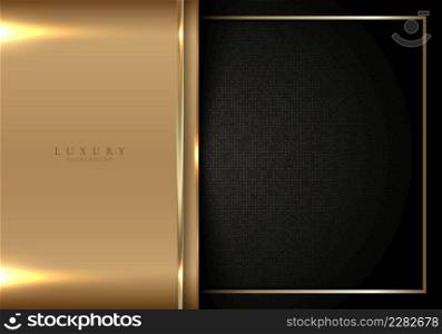 Abstract elegant 3D shiny golden and black background with lighting effect. Luxury style. Vector graphic illustration