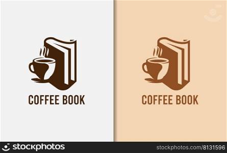 Abstract Elegant Coffee Cup and Book Combination Logo Design. Graphic Design Element.