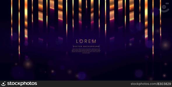 Abstract elegant dark blue background with golden glowing effect and bokeh. Template premium award design. Vector illustration