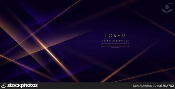 Abstract elegant dark blue background with golden glowing effect diagonal. Template premium award design. Vector illustration