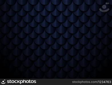 Abstract elegant dark blue geometric semicircle pattern background and texture. Fish scale, roof texture, Vector illustration