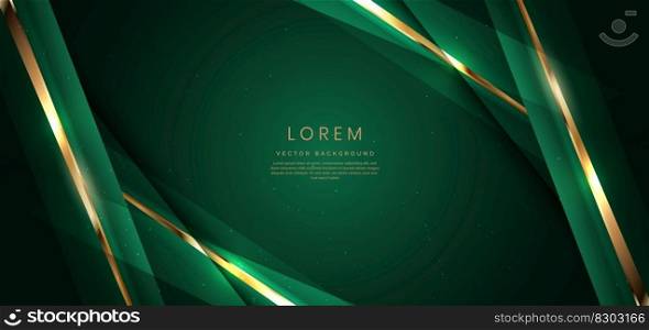 Abstract elegant dark green background with golden glowing effect. Template premium award design. Vector illustration