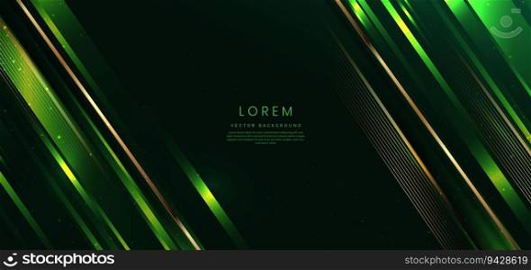Abstract elegant dark green speed lines background and lighting effect sparkle. Luxury template design. Vector illustration