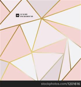 Abstract elegant geometric triangle pink gold color background. Trendy low polygon luxury style. Vector illustration
