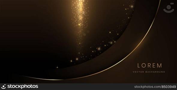 Abstract elegant gold curve glowing with lighting effect sparkle on black background. Template premium award design. Vector illustration