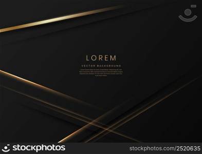 Abstract elegant gold lines diagonal on black background. Luxury style with copy space for text. Vector illustration