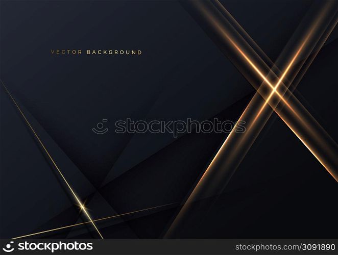 Abstract elegant gold lines diagonal on grey and black background. Luxury style with copy space for text. Vector illustration