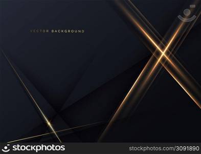 Abstract elegant gold lines diagonal on grey and black background. Luxury style with copy space for text. Vector illustration