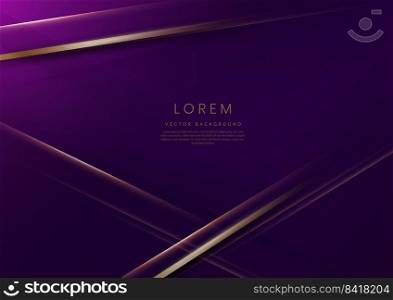 Abstract elegant gold lines diagonal on purple background. Luxury style with copy space for text. Vector illustration