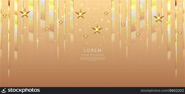 Abstract elegant golden background with golden geometric effect and particle and sparkling. Celebration party happy concept. Vector illustration