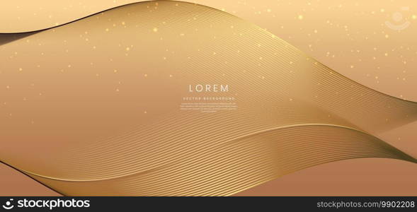 Abstract elegant golden background with golden lines and particle and sparkling. Celebration party happy concept. Vector illustration