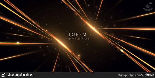 Abstract elegant golden glowing dot line with lighting effect sparkle on black background. Template premium award design. Vector illustration
