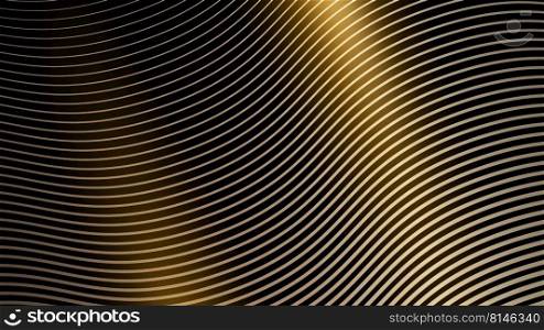 Abstract elegant golden lines wave pattern design on black background and texture luxury style. Vector illustration