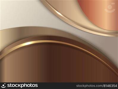 Abstract elegant golden metallic curved shapes overlapping on silver background luxury style. Vector illustration