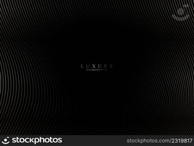 Abstract elegant golden wave lines pattern on black background luxury style. Vector graphic illustration