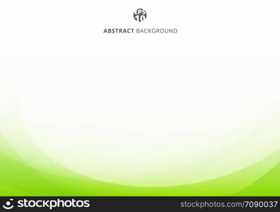 Abstract elegant green lime curve light template on white background with copy space. Vector illustration