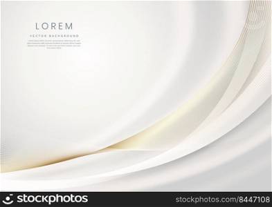 Abstract elegant grey curved shape line overlap on light grey clean background with lighting and spakle. Luxury template design. Vector illustration