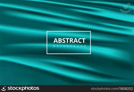Abstract Elegant Luxury Green Turquoise Silk Satin Fabric Wave Background Wallpaper