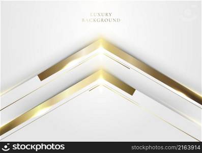 Abstract elegant modern template design 3D white and gold arrow with lighting on clean background luxury style. Vector graphic illustration