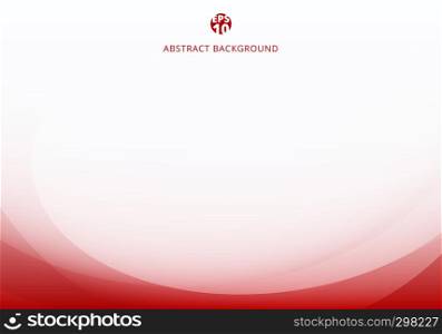Abstract elegant red light curve template on white background with copy space. Vector illustration