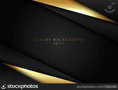 Abstract elegant template black and gold triangle overlapping dimension on dark background luxury style. Vector illustration