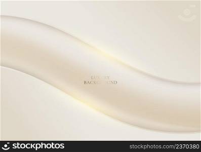 Abstract elegant template golden and brown wave shape with lighting sparking on clean background luxury style. Vector graphic illustration
