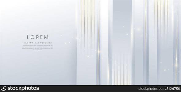 Abstract elegant white and gray background with vertical golden line decoration with copy space for text. Vector illustration