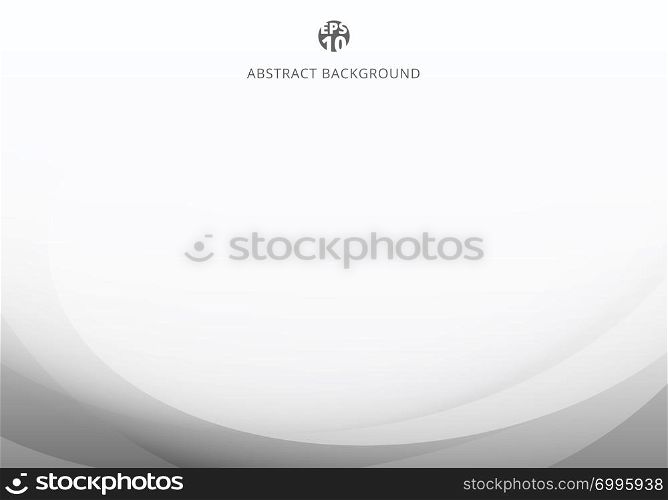 Abstract elegant white and gray light curve template on white background with copy space. Vector illustration