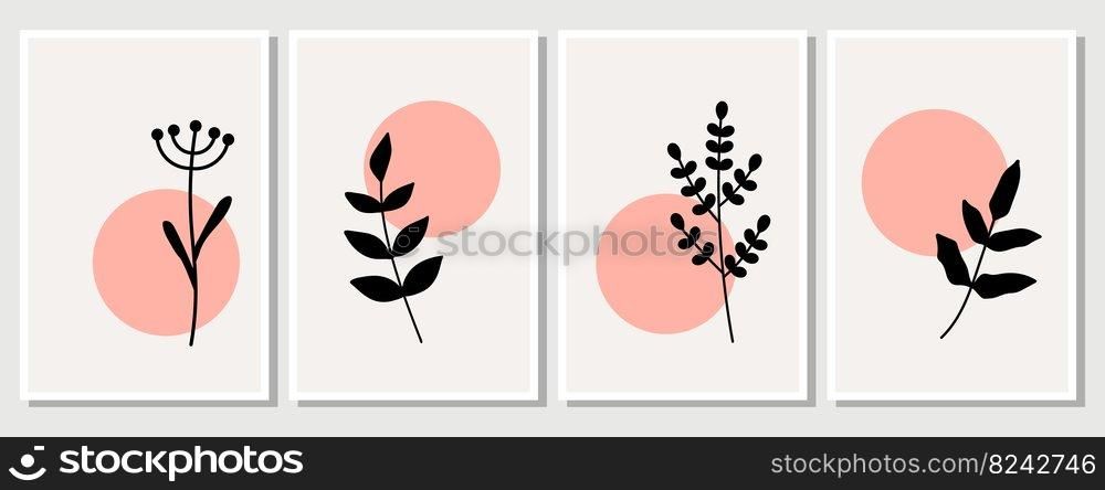 Abstract elements, minimalistic simple floral elements. leaves and flowers. Collection of art posters in pastel colors. design for social networks, postcards, prints. Outline, line, doodle style. Abstract elements, minimalistic simple floral elements. leaves and flowers. Collection of art posters in pastel colors. design for social networks, postcards, prints. Outline, line, doodle style. 