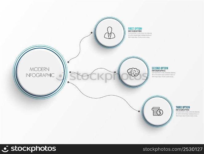 Abstract elements of graph infographic template with label, integrated circles. Business concept with 3 options. For content, diagram, flowchart, steps, parts, timeline infographics, workflow layout,