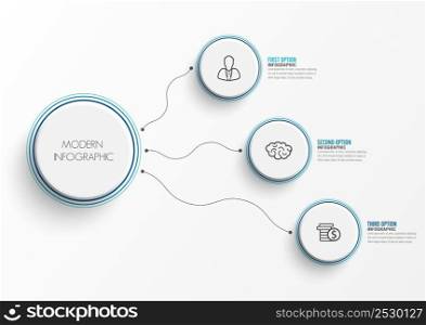 Abstract elements of graph infographic template with label, integrated circles. Business concept with 3 options. For content, diagram, flowchart, steps, parts, timeline infographics, workflow layout,