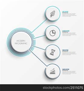 Abstract elements of graph infographic template with label, integrated circles. Business concept with 4 options. For content, diagram, flowchart, steps, parts, timeline infographics, workflow layout.