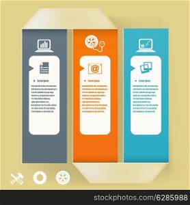 Abstract elements of infographics. Paper tape with symbols and icons. Vector illustration