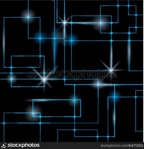 Abstract energy lines with lights on blue background. Futuristic techno texture. Power vein light tech pattern.. Futuristic techno texture