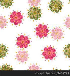 Abstract ethnic bud flower seamless pattern. Stylized floral botanical wallpaper. For fabric design, textile print, wrapping paper, cover. Vector illustration. Abstract ethnic bud flower seamless pattern. Stylized floral botanical wallpaper.