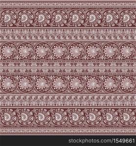 Abstract ethnic floral stripe seamless pattern, ornamental vector vintage background. Abstract ethnic floral pattern, vector background