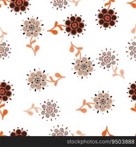 Abstract ethnic flower seamless pattern. Stylized floral botanical wallpaper. For fabric design, textile print, wrapping paper, cover. Vector illustration. Abstract ethnic flower seamless pattern. Stylized floral botanical wallpaper.