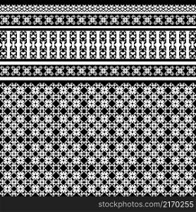 Abstract ethnic geometric pattern design for background or wallpaper. black and white color. carpet, clothing, wrapping, batik, fabric. Vector illustration embroidery style