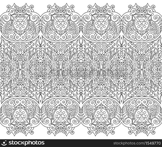 Abstract ethnic nature tile stripes. Ornamental vector border. Abstract ethnic vector nature tile stripe