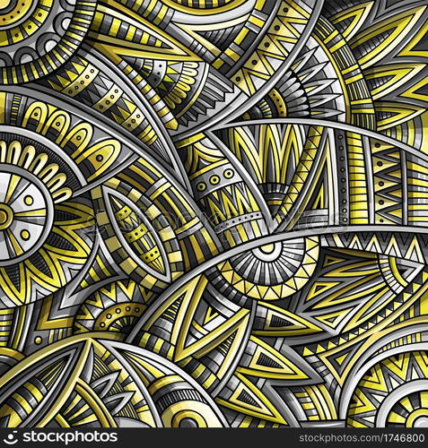 Abstract ethnic ornamental pattern. Vector vintage yellow and grey background. Pantone colors of the year 2021 tribal square design for print on fabric, textile, greeting cards, phone cases, scarves, wrapping paper. Abstract ethnic vintage yellow and grey background.