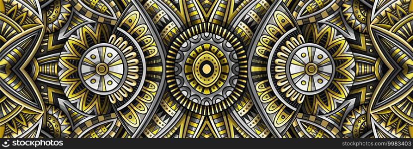 Abstract ethnic rug ornamental seamless pattern. Vector vintage yellow and grey background. Pantone colors of the year 2021 tribal stripe design for print on fabric, textile, greeting cards, phone cases, scarves, wrapping paper. Abstract ethnic vintage yellow and grey background.