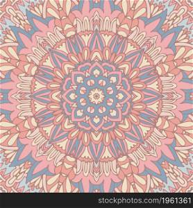 Abstract ethnic seamless pattern tribal background. Indian mandala print. Vector medallion folk art style design in pastel colors. abstract geometric tiles bohemian ethnic seamless pattern ornamental. indian style graphic print