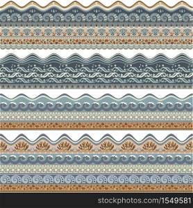 Abstract ethnic stripes. Ornamental nature vector borders set. Abstract ethnic stripes. Ornamental borders set