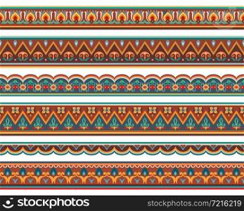 Abstract ethnic stripes. Ornamental vector borders set. Abstract ethnic stripes. Ornamental borders set