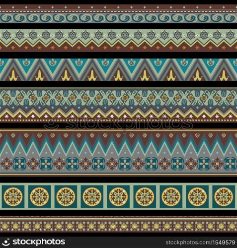 Abstract ethnic stripes. Ornamental vector borders set. Abstract ethnic stripes. Ornamental vector borders
