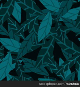 Abstract exotic green leaves wallpaper. Hand draw tropical seamless pattern. Design for fabric, textile print, wrapping. Vector illustration. Abstact exotic green leaves wallpaper. Hand draw tropical